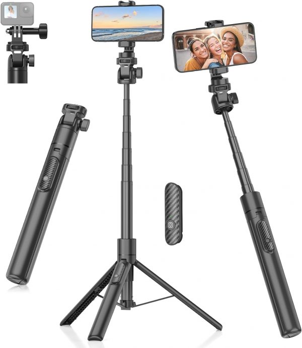 Gahenwo 61" Selfie Stick, Phone Tripod/Monopod with Wireless... - Image 2