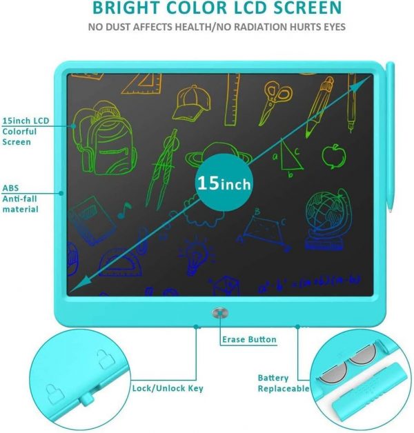 LCD Writing Tablet, Extra Large 15 Inch, Colorful, Erasable ... - Image 4