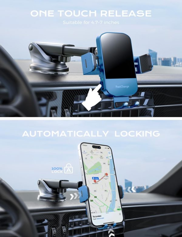 CHGeek Wireless Car Charger, 15W Fast Charging Auto Clamping... - Image 5