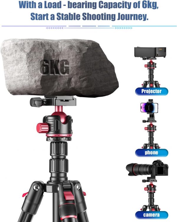 CAMBOFOTO 173cm Professional Camera Photography Tripod, Port... - Image 3