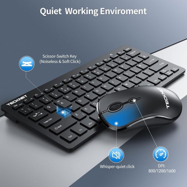TECKNET Mini Wireless Keyboard and Mouse Set, 2.4G Cordless ... - Image 4