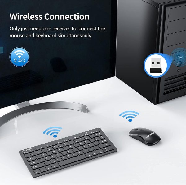 TECKNET Mini Wireless Keyboard and Mouse Set, 2.4G Cordless ... - Image 3