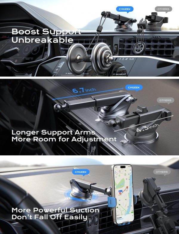 CHGeek Wireless Car Charger, 15W Fast Charging Auto Clamping... - Image 6