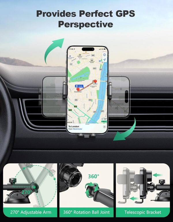 Glangeh Car Phone Holder Wireless Charger, Auto Clamping Wir... - Image 6