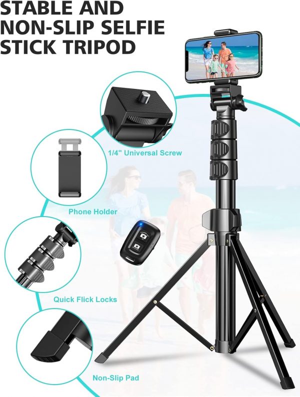 CIRYCASE 55.9" Phone Tripod, Extendable All-In-One Selfie St... - Image 3