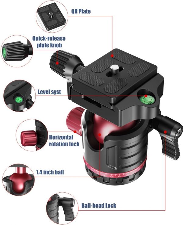CAMBOFOTO 173cm Professional Camera Photography Tripod, Port... - Image 4