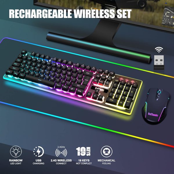 RedThunder K10 Wireless Gaming Keyboard and Mouse Combo, LED... - Image 3