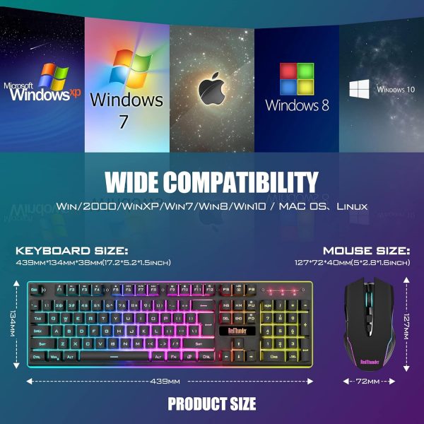 RedThunder K10 Wireless Gaming Keyboard and Mouse Combo, LED... - Image 8