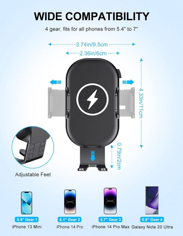 Mohard Wireless Car Charger Mount with QC 3.0 Charger Adapte... - Image 6