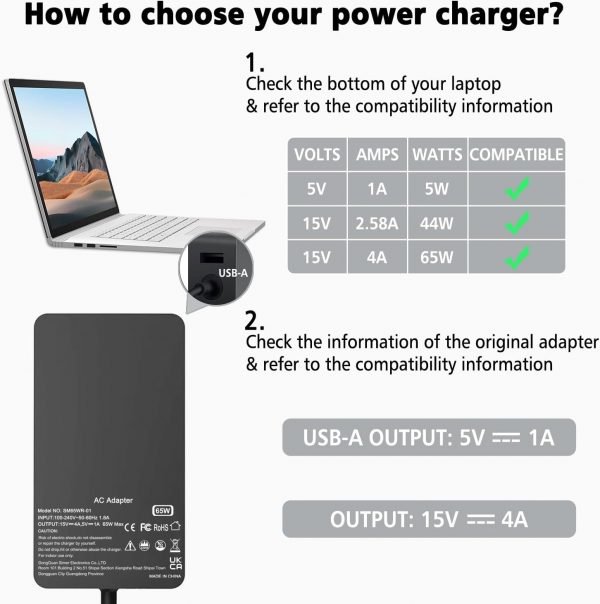 65W Surface Pro Laptop Charger for Microsoft Surface Pro 10,... - Image 4