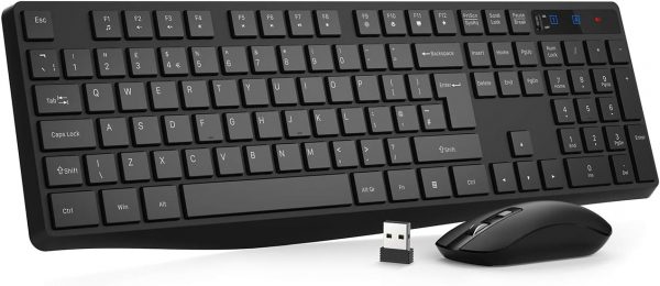 Wireless Keyboard and Mouse Set, Full Size Wireless Keyboard... - Image 2