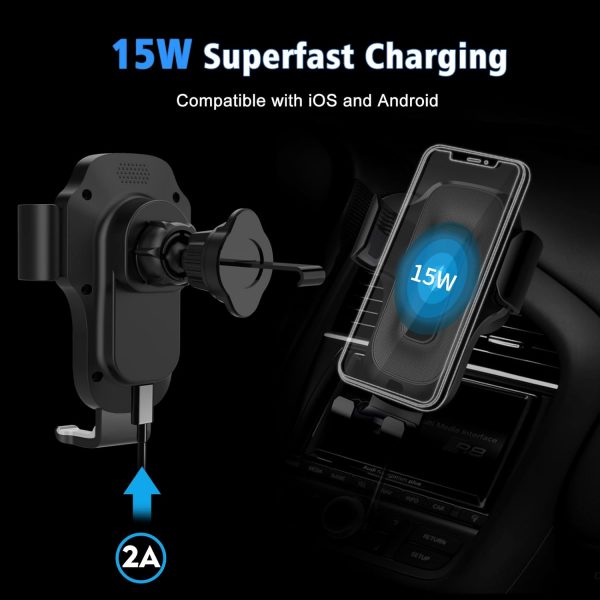 Car Phone Holder Wireless Charger - JIAWEN 15W Fast Charging... - Image 4