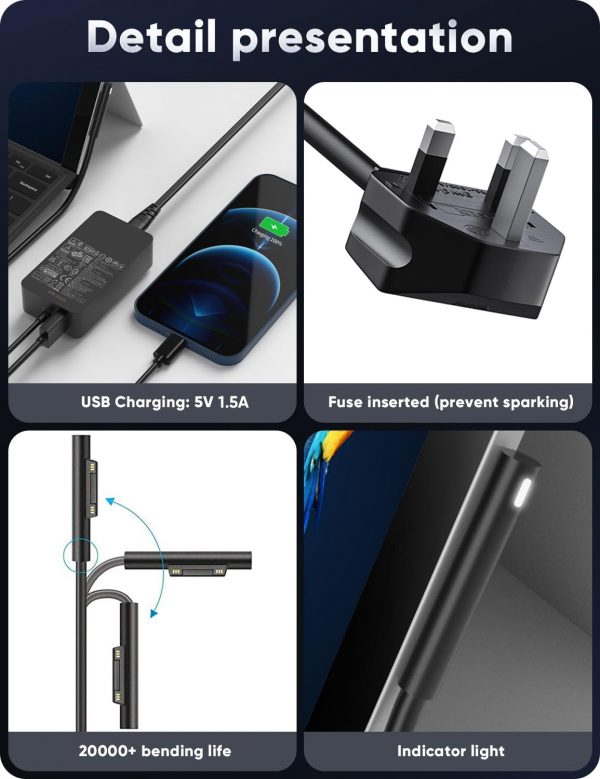 Surface Pro Charger, 127W Microsoft Surface Charger for Surf... - Image 7