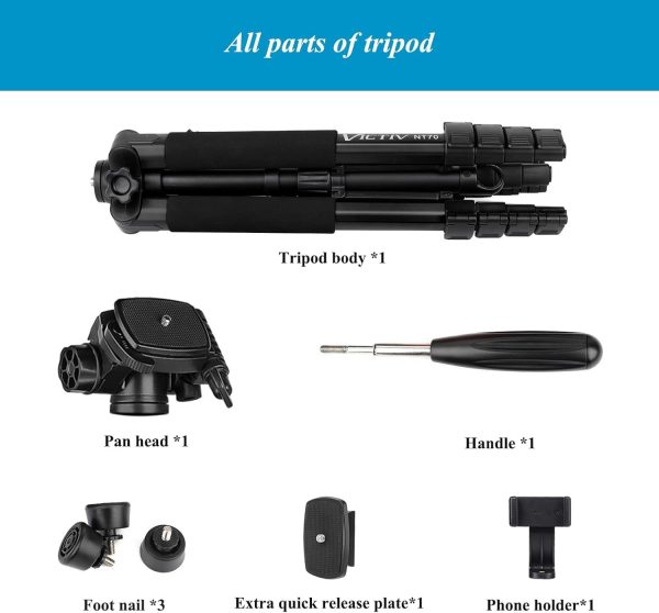 Victiv Camera Tripod 63-73" for Canon Nikon, Lightweight DSL... - Image 9