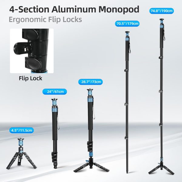 SIRUI AM-404FL Camera Monopod with Feet for Photography, 190... - Image 6