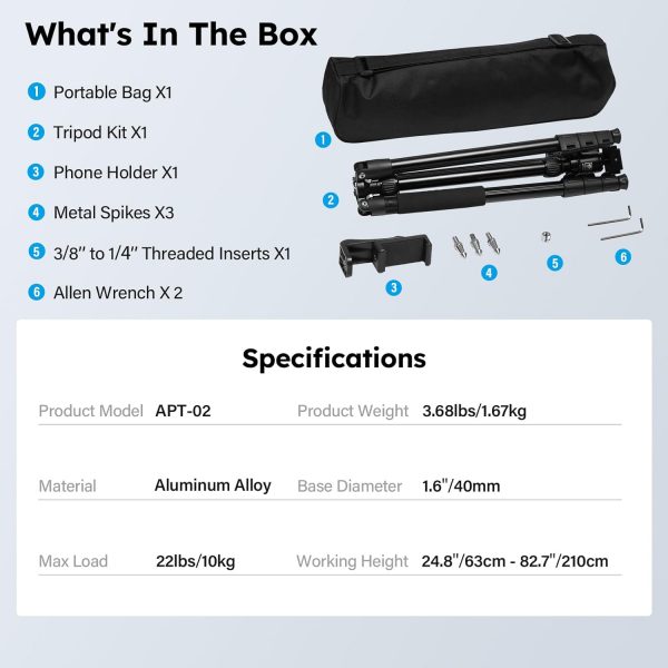 SIRUI Camera Tripod, 78.7" Tall Aluminum Tripod & Monopod St... - Image 10