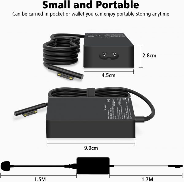 65W Surface Pro Laptop Charger for Microsoft Surface Pro 10,... - Image 3