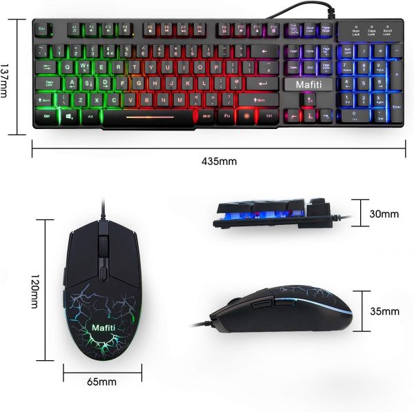 Gaming Keyboard and Mouse Set,Mafiti RK101 7 Rainbow Backlit... - Image 7