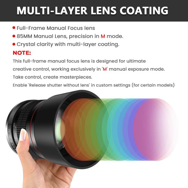 Lightdow EF 85mm F1.8 Manual Focus Lens for Canon EF/EF-S Mo... - Image 7