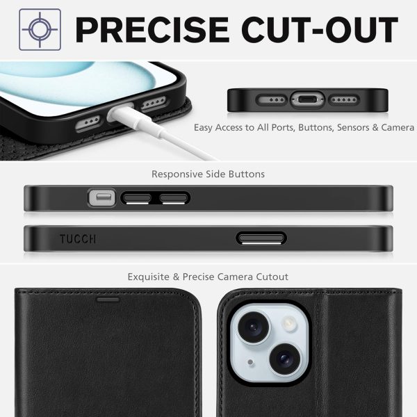 TUCCH Case for iPhone 15 (6.1") 2023 5G, PU Leather Wallet M... - Image 9