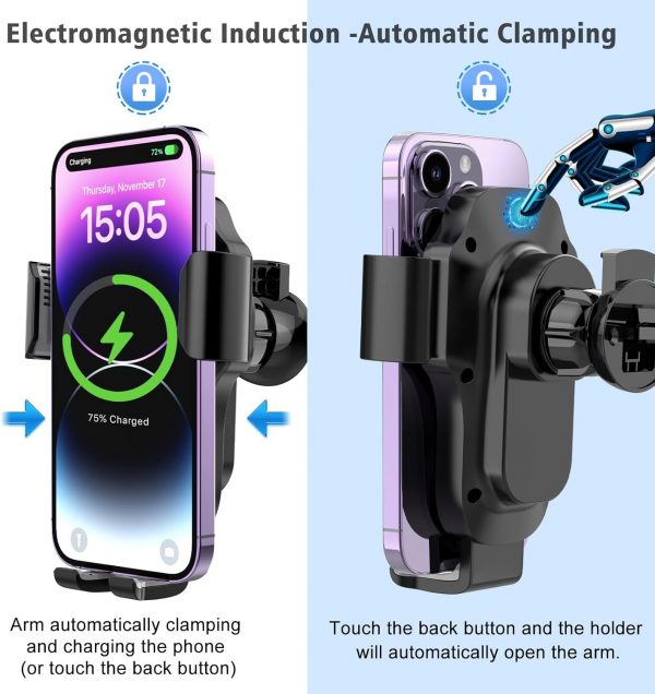 Car Phone Holder Wireless Charger - JIAWEN 15W Fast Charging... - Image 5