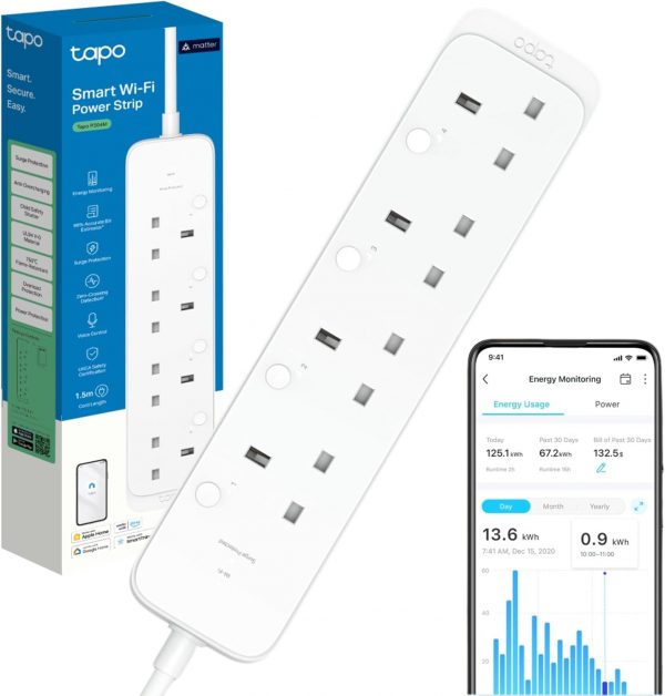 Tapo P304M Smart Plug Power Strip, Energy Monitoring, MATTER... - Image 2
