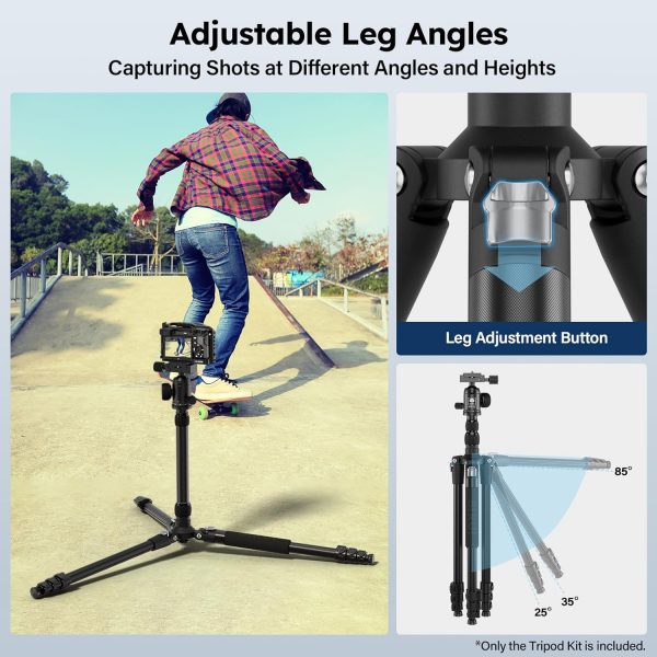 SIRUI Camera Tripod, 78.7" Tall Aluminum Tripod & Monopod St... - Image 7