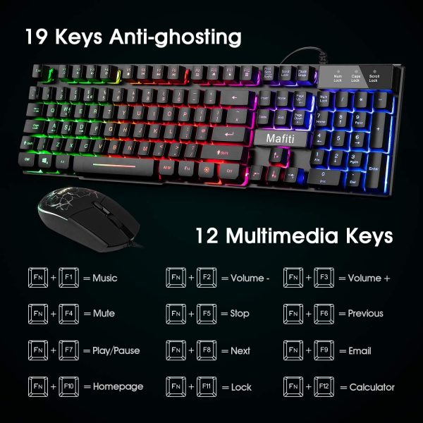 Gaming Keyboard and Mouse Set,Mafiti RK101 7 Rainbow Backlit... - Image 4