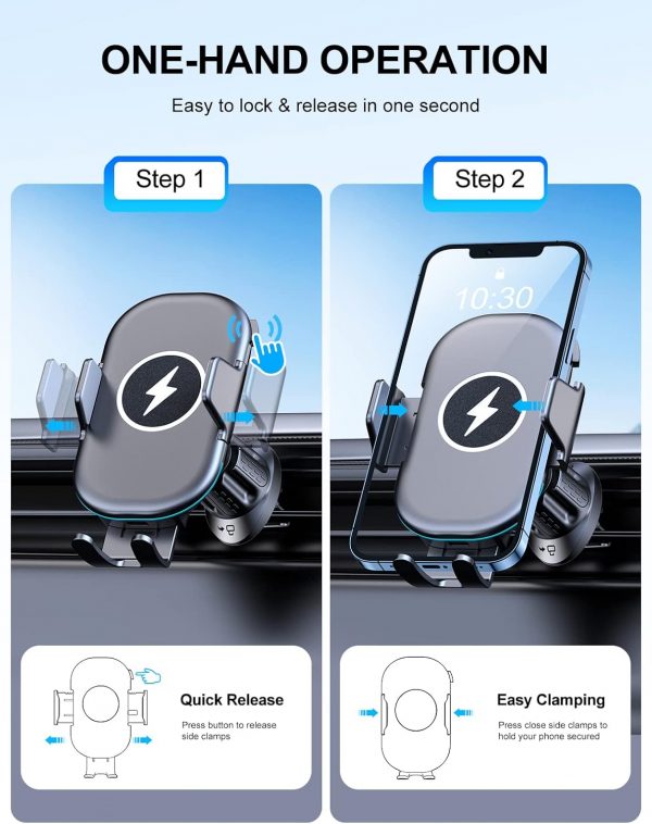 Mohard Wireless Car Charger Mount with QC 3.0 Charger Adapte... - Image 8