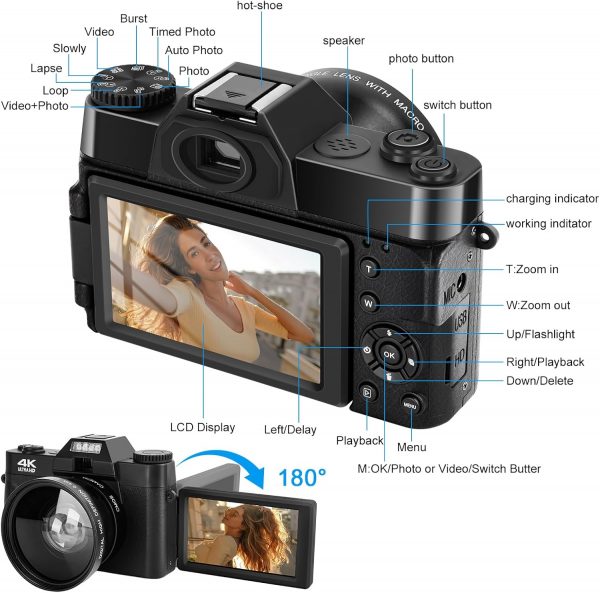 Digital Camera, LAMA 4K 48MP Autofocus Vlogging Camera, Comp... - Image 7