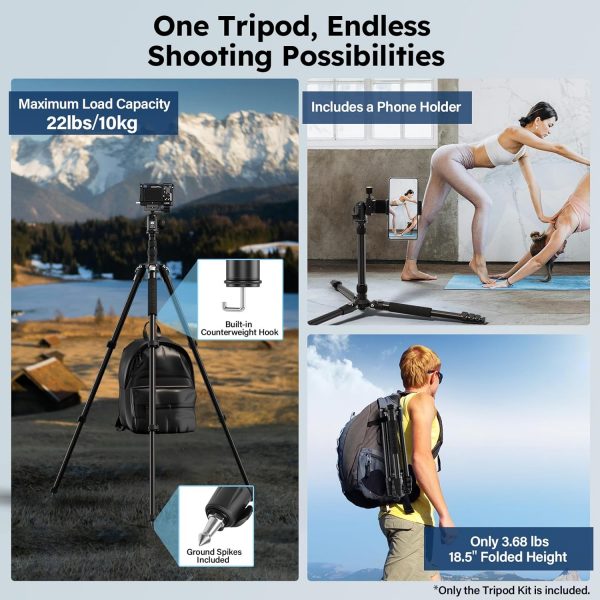 SIRUI Camera Tripod, 78.7" Tall Aluminum Tripod & Monopod St... - Image 4