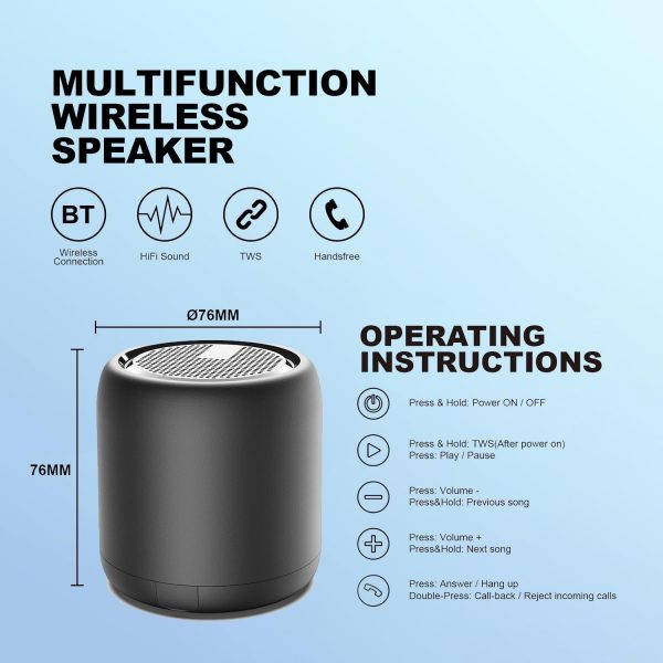 RUOVXWU Portable Bluetooth Speaker,Wireless Speaker,Outdoor ... - Image 4