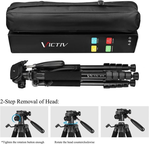 Victiv Camera Tripod 63-73" for Canon Nikon, Lightweight DSL... - Image 8