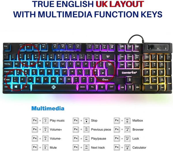 Combrite Raptor Gaming Keyboard And Mouse Set With Large Mou... - Image 9