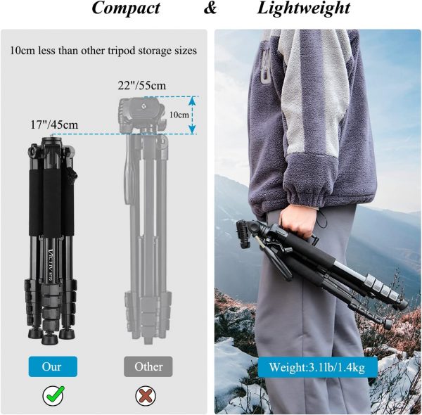 Victiv Camera Tripod 63-73" for Canon Nikon, Lightweight DSL... - Image 4