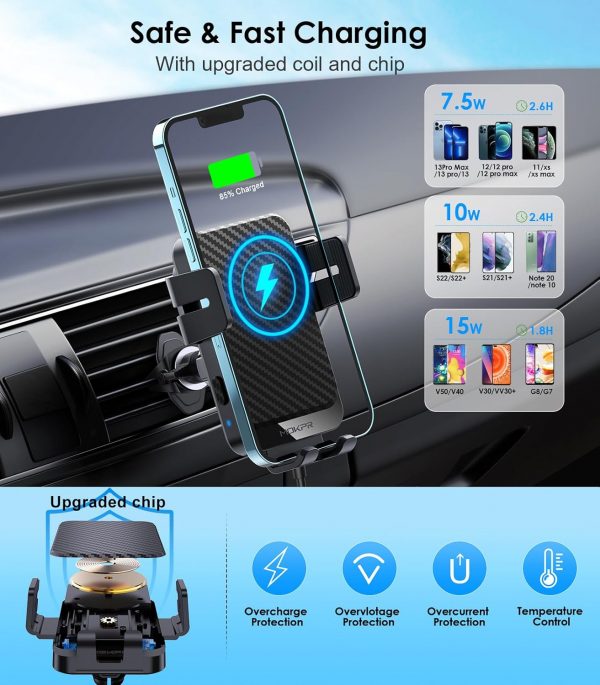 MOKPR Car Phone Holder Wireless Charger, 15W Wireless Car Ch... - Image 3
