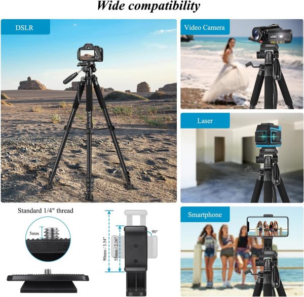 Victiv Camera Tripod 63-73" for Canon Nikon, Lightweight DSL... - Image 3