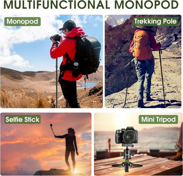 Manbily Camera Monopod with Feet 5 Sections 67-in 170cm Exte... - Image 5