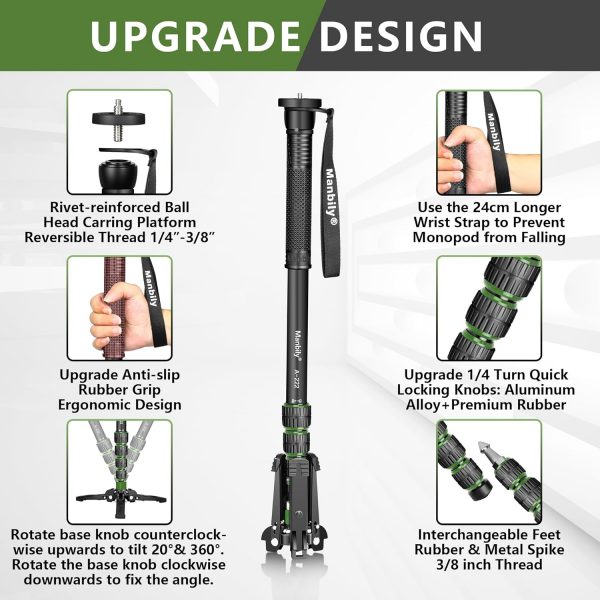 Manbily Camera Monopod with Feet 5 Sections 67-in 170cm Exte... - Image 4
