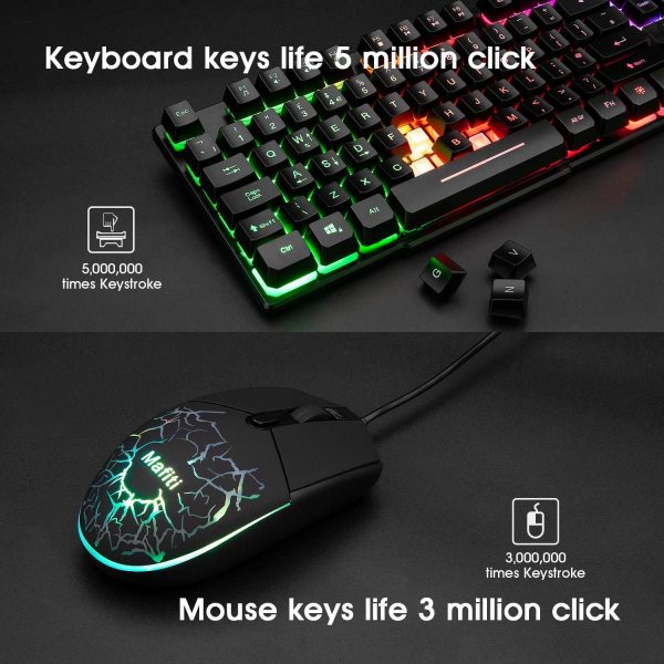 Gaming Keyboard and Mouse Set,Mafiti RK101 7 Rainbow Backlit... - Image 3