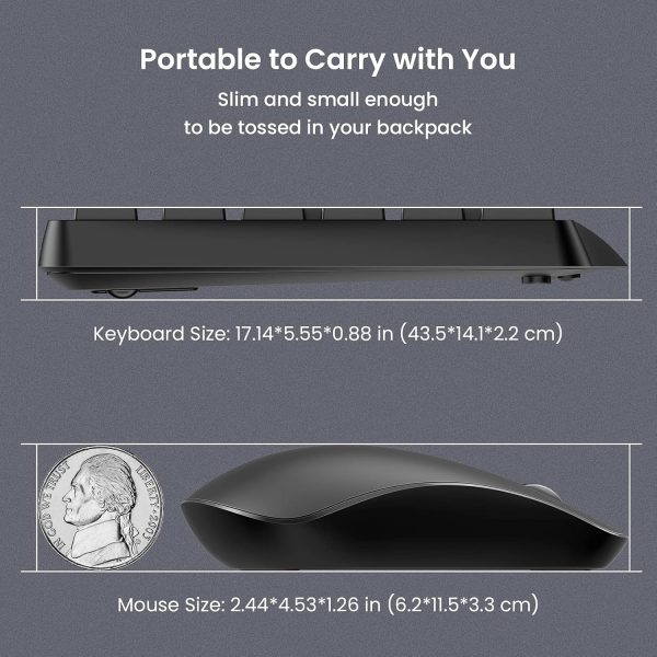Wireless Keyboard and Mouse Set, Full Size Wireless Keyboard... - Image 4