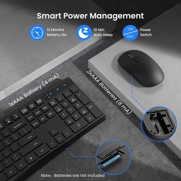Wireless Keyboard and Mouse Set, Full Size Wireless Keyboard... - Image 5