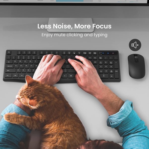 Wireless Keyboard and Mouse Set, Full Size Wireless Keyboard... - Image 7
