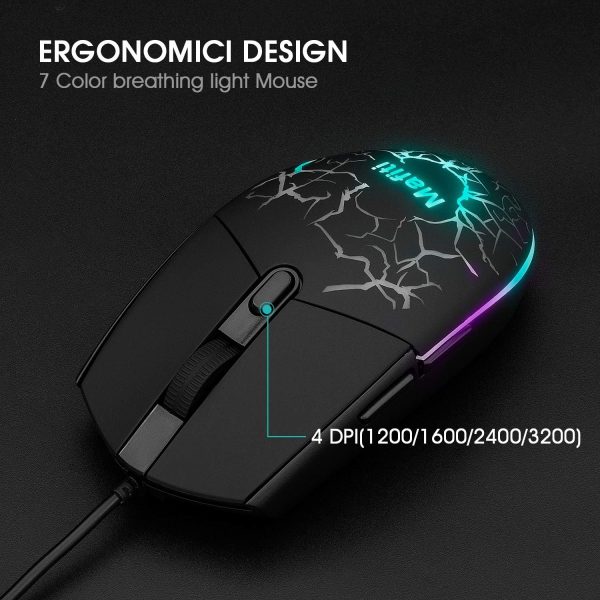 Gaming Keyboard and Mouse Set,Mafiti RK101 7 Rainbow Backlit... - Image 6