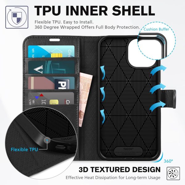 TUCCH Case for iPhone 15 (6.1") 2023 5G, PU Leather Wallet M... - Image 6
