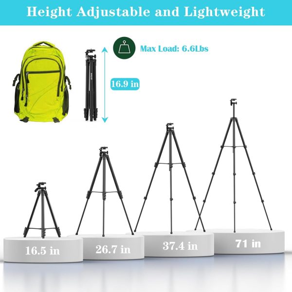 KINGJOY 71'' Camera Tripod Compatible with Canon Nikon Phone... - Image 7