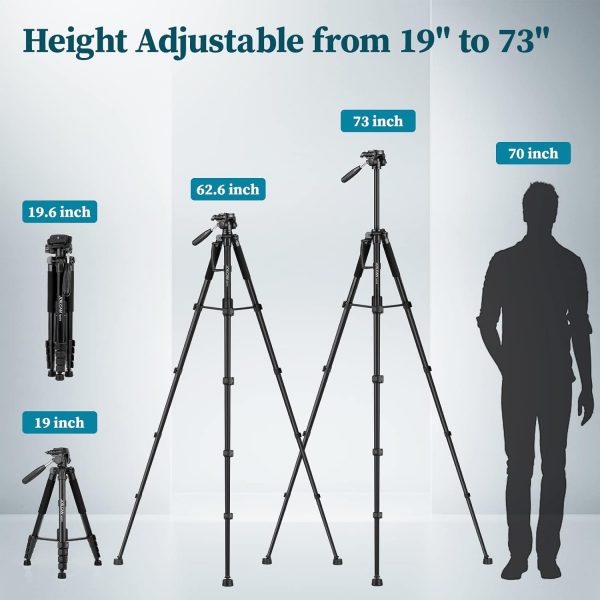 JOILCAN 73" Camera Tripod, Aluminum DSLR Monopod tripod with... - Image 4