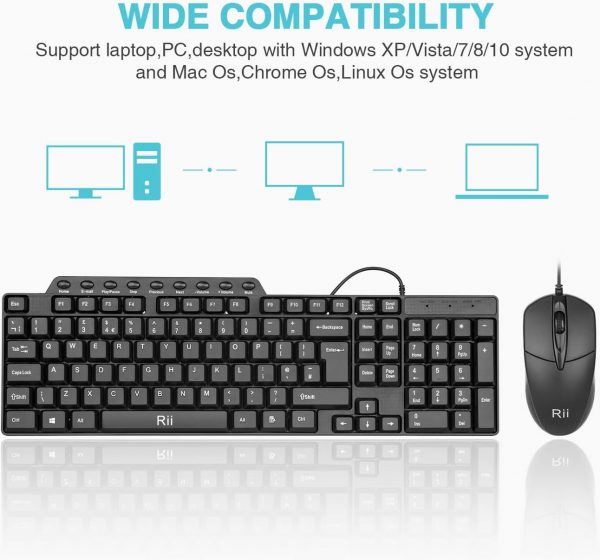 Wired Keyboard and Mouse,Rii RK203 Full Size Slim Keyboard, ... - Image 6