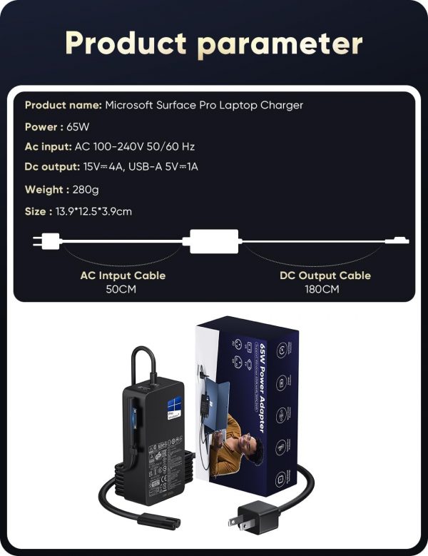 Surface Charger,65W Microsoft Surface Charger for Surface Pr... - Image 8