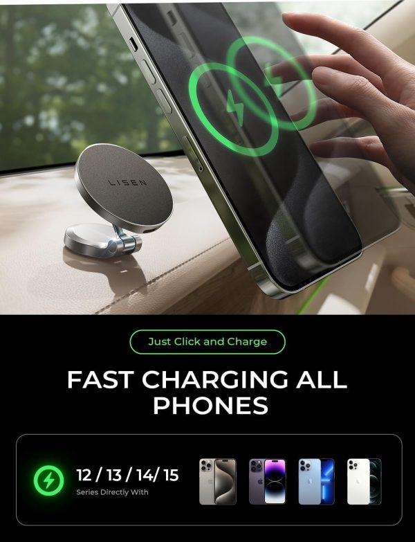 LISEN Magsafe Car Charger [15W Pro Charging] Magsafe Car Mou... - Image 6